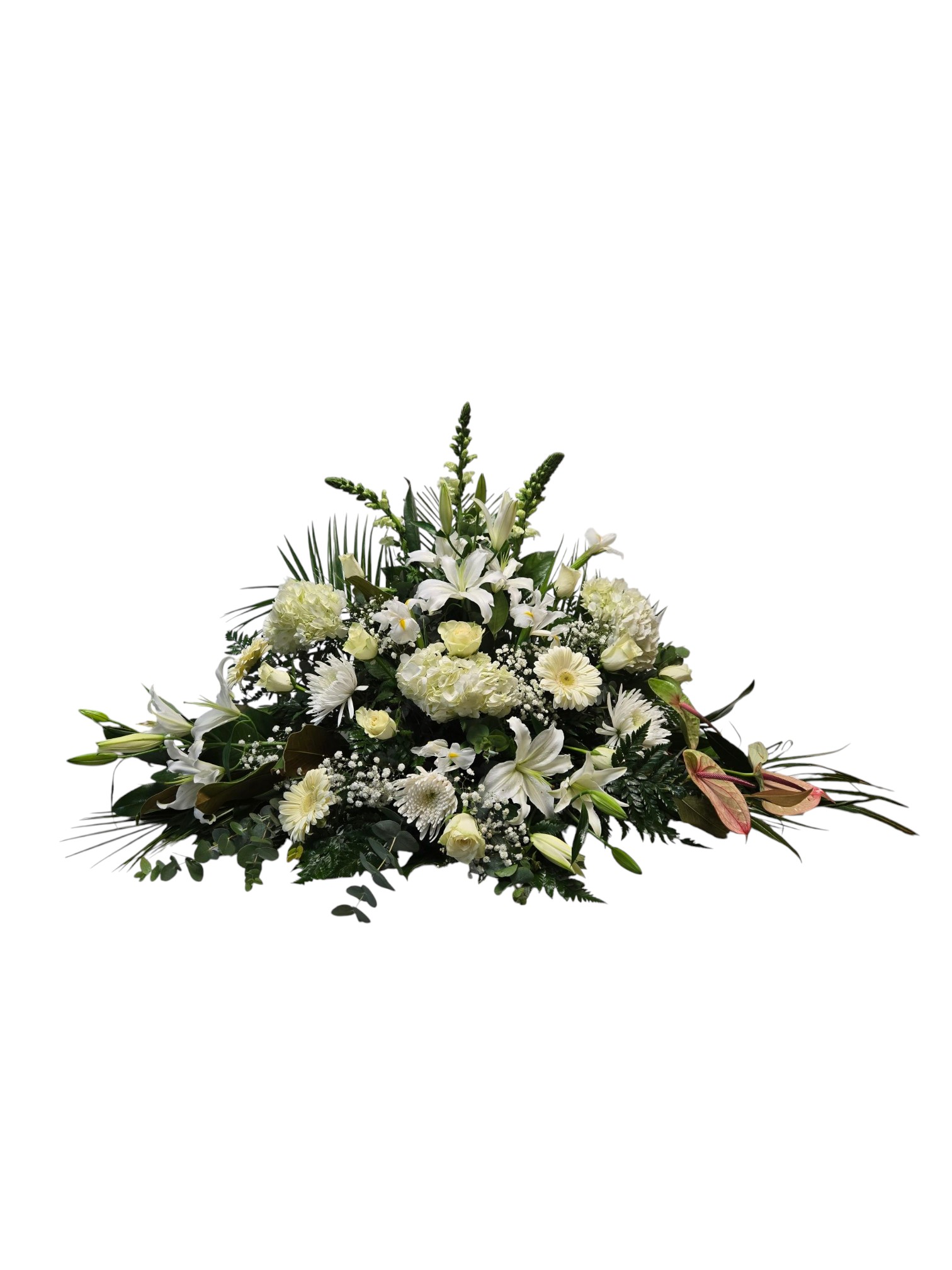 Centro Funerario Flores Variadas en Blanco